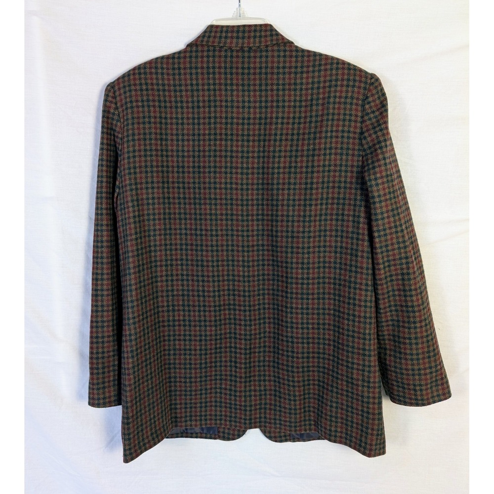 Vintage Sag Harbor Wool Blend Blazer Size 14 Glen Check Houndstooth Academia - Picture 2 of 7
